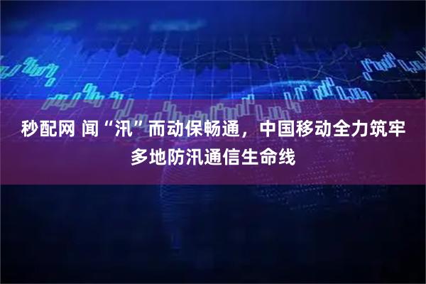 秒配网 闻“汛”而动保畅通，中国移动全力筑牢多地防汛通信生命线